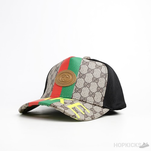 Gucci Not Fake Print GG Logo Beige And Black Cap